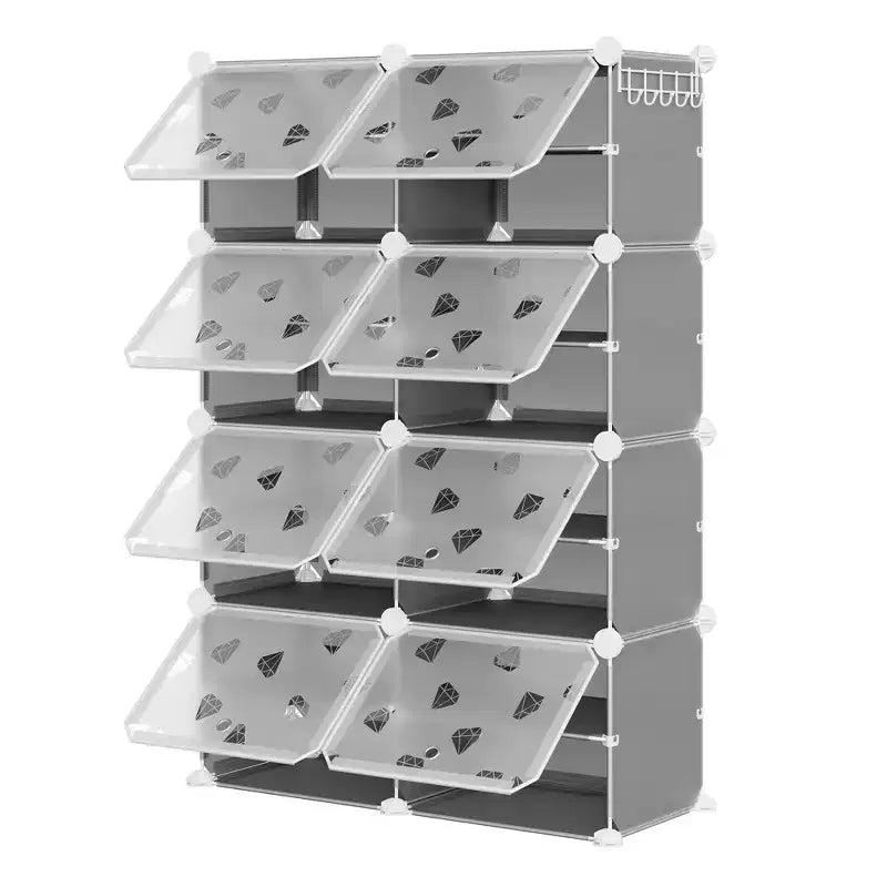 Organisateur de chaussures extensible à 8 niveaux avec porte, peut contenir 32 paires, armoire de rangement de chaussures détachable, organisateur peu encombrant pour entrée et chambre