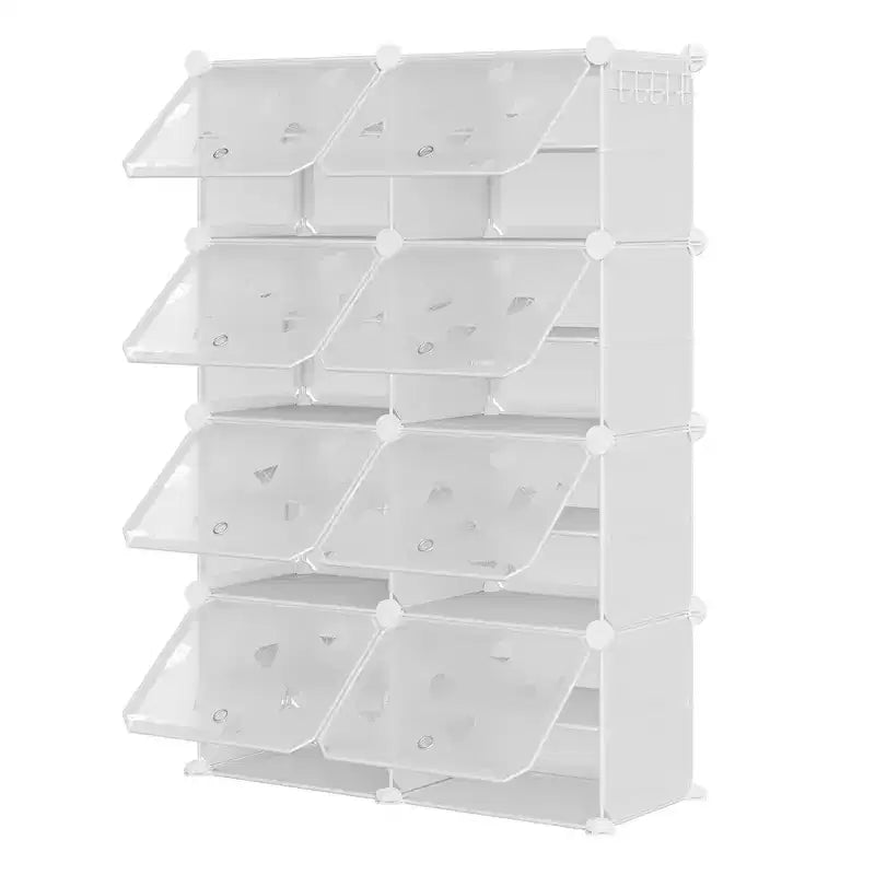 Organisateur de chaussures extensible à 8 niveaux avec porte, peut contenir 32 paires, armoire de rangement de chaussures détachable, organisateur peu encombrant pour entrée et chambre