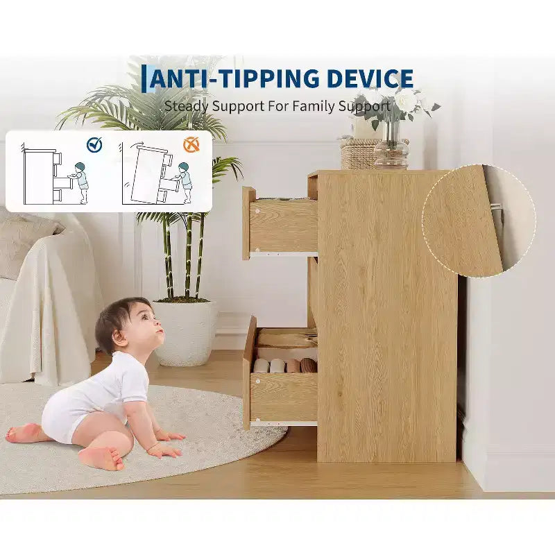 Commode de Ferme à 6 Tiroirs, Commode Large de 120 cm, Meuble de Rangement en Chêne Naturel pour Chambre à Coucher, Salon, Meuble TV