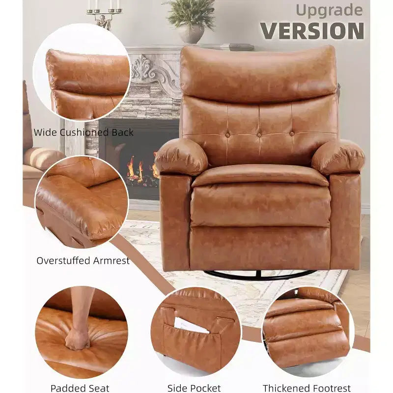 Fauteuil inclinable pivotant en similicuir, base ronde pivotante à 360°, fonction massage et chauffage, canapé individuel pour salon