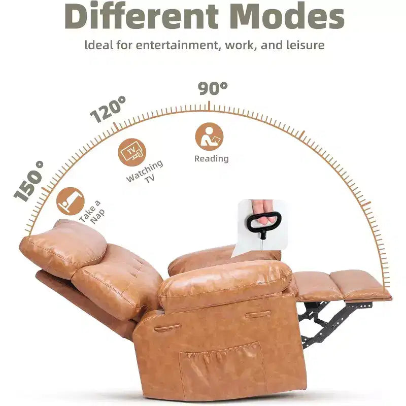 Fauteuil inclinable pivotant en similicuir, base ronde pivotante à 360°, fonction massage et chauffage, canapé individuel pour salon