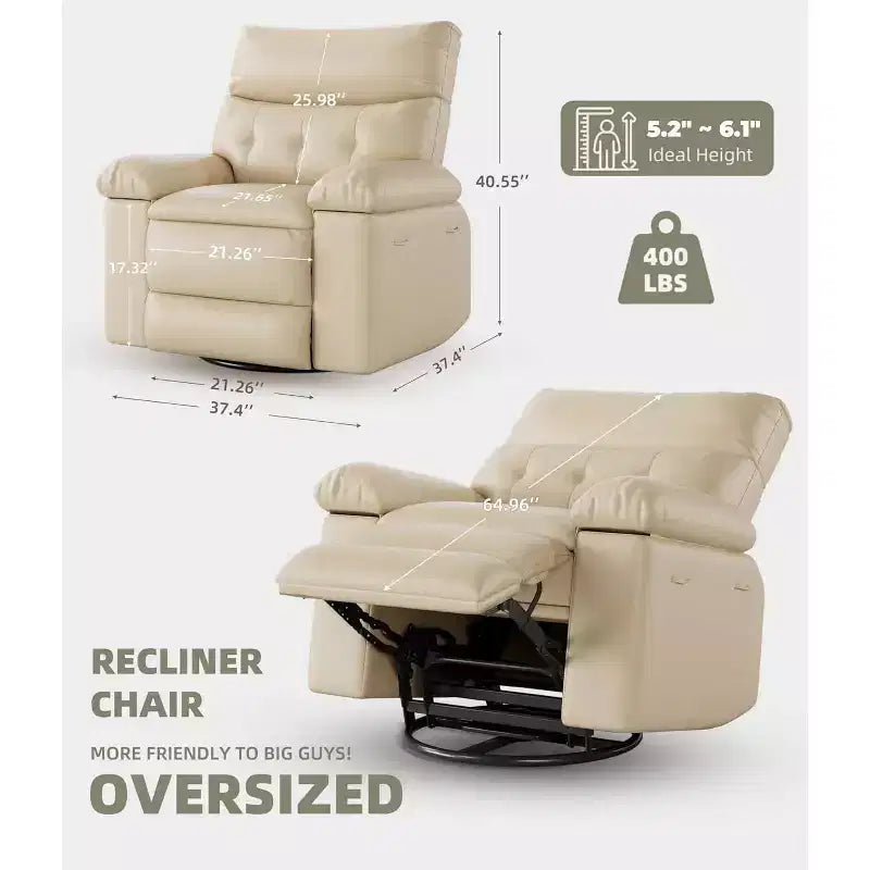 Fauteuil inclinable pivotant en similicuir, base ronde pivotante à 360°, fonction massage et chauffage, canapé individuel pour salon