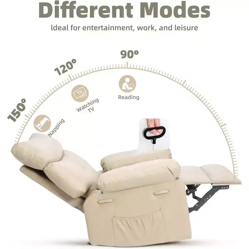 Fauteuil inclinable pivotant en similicuir, base ronde pivotante à 360°, fonction massage et chauffage, canapé individuel pour salon