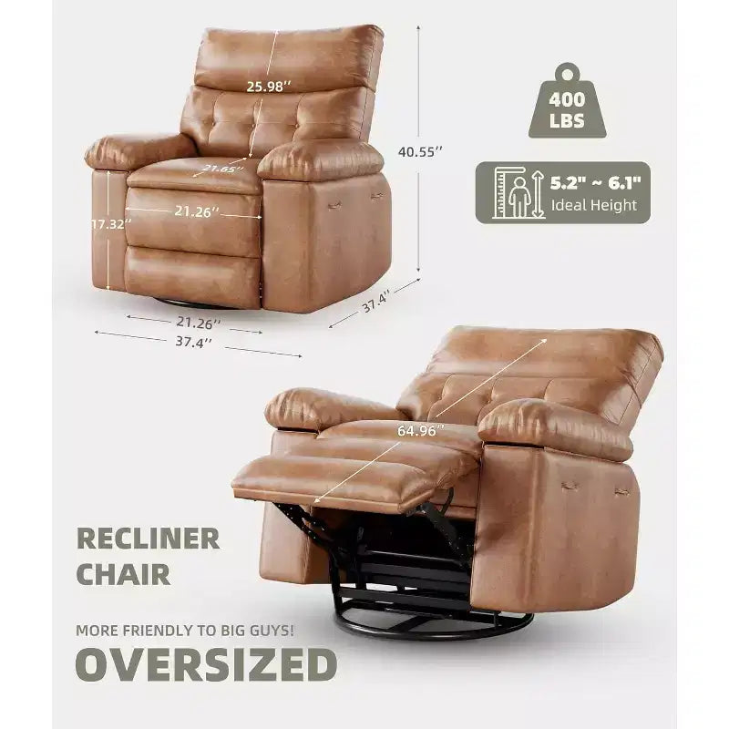 Fauteuil inclinable pivotant en similicuir, base ronde pivotante à 360°, fonction massage et chauffage, canapé individuel pour salon