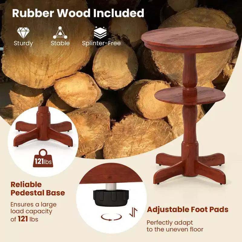 2 tables hautes rondes à 2 niveaux avec étagère de rangement et pied colonne pour cuisine