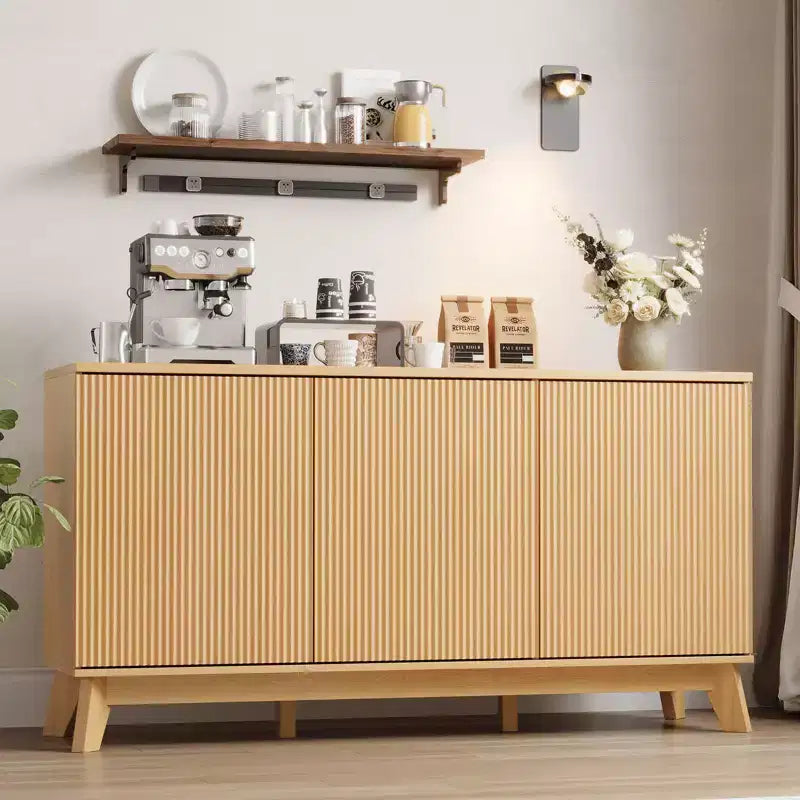 Buffet Bahut de Ferme Moderne 147 cm avec 3 Portes, Étagères Réglables