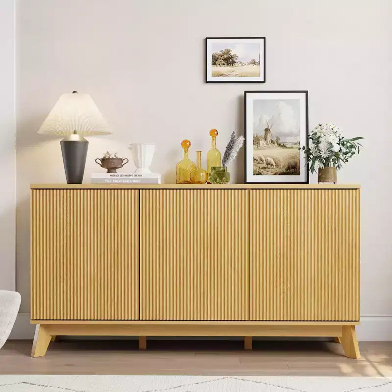 Buffet Bahut de Ferme Moderne 147 cm avec 3 Portes, Étagères Réglables