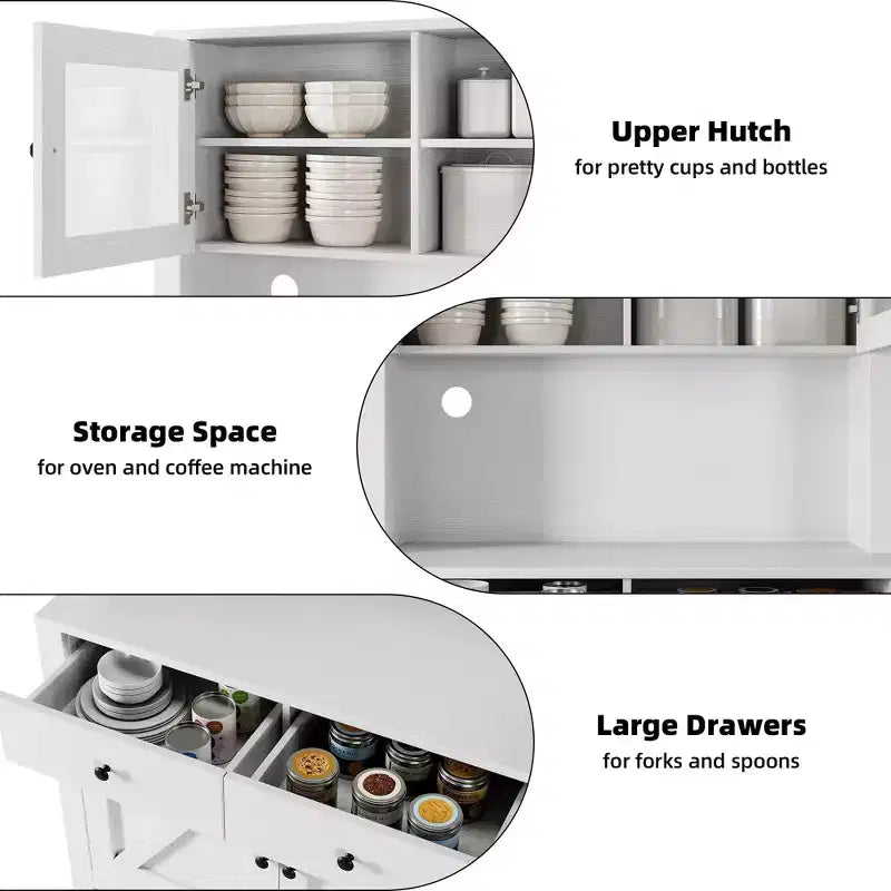 Armoire de garde-manger de cuisine moderne Meuble de rangement autoportant pour aliments, vaisselle et produits de base, idéal pour l'organisation de la salle à manger Design contemporain
