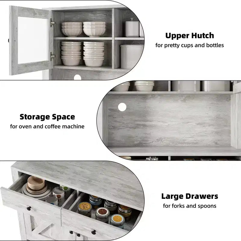 Armoire de garde-manger de cuisine moderne Meuble de rangement autoportant pour aliments, vaisselle et produits de base, idéal pour l'organisation de la salle à manger Design contemporain