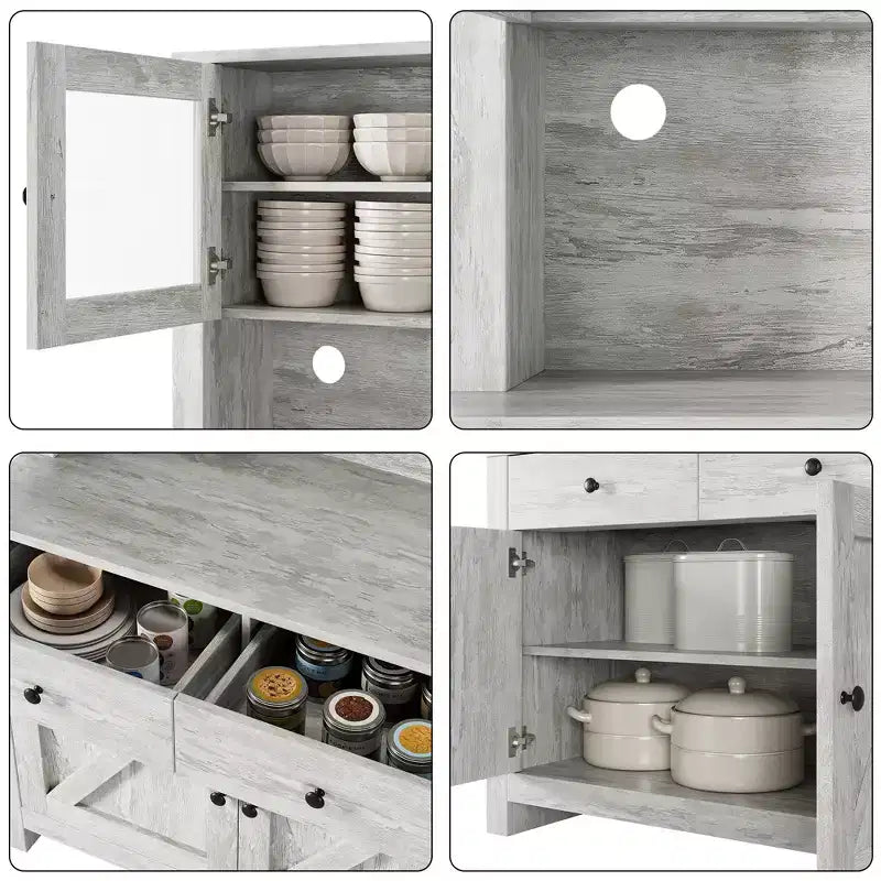Armoire de garde-manger de cuisine moderne Meuble de rangement autoportant pour aliments, vaisselle et produits de base, idéal pour l'organisation de la salle à manger Design contemporain