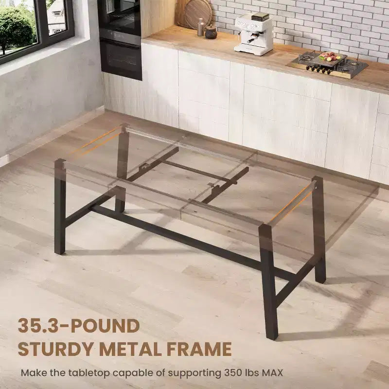 Table de salle à manger industrielle extensible 63-83 po pour 6-8 personnes - Table de cuisine extensible avec cadre en métal robuste pour salle à manger, cuisine et fêtes