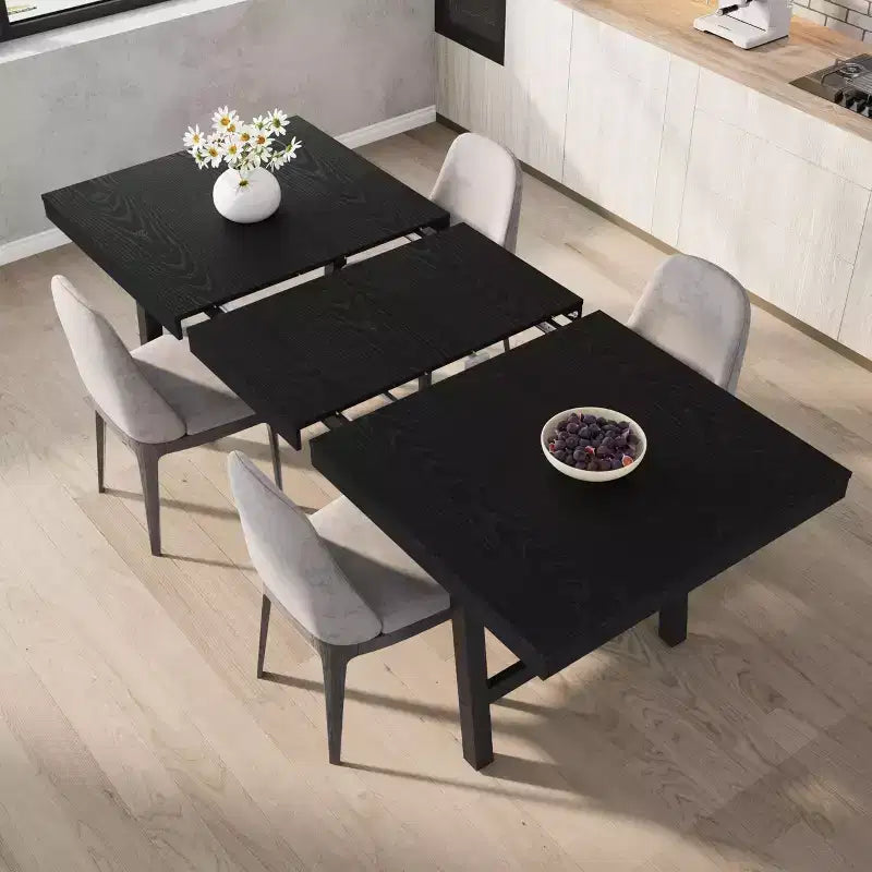 Table de salle à manger industrielle extensible 63-83 po pour 6-8 personnes - Table de cuisine extensible avec cadre en métal robuste pour salle à manger, cuisine et fêtes